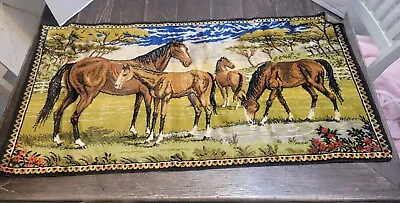 Vintage Horse Tapestry Velvet Wall Hanging 37 X 19  • $14.99