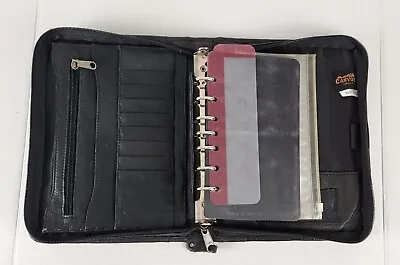 Canyon Outback Black Leather Zippered Planner Bi Fold 7 Ring Day-Timer Vintage  • $31.20