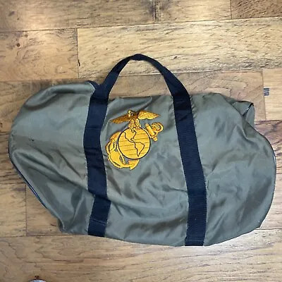 Vintage Marines Embroidered Duffel Bag Blemished Military Collectible Green • $17