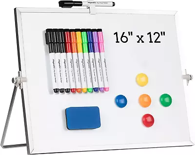 Dry Erase White Board  Magnetic Desktop Whiteboard 16 X 12Inch With Stand 10 M • $22.49