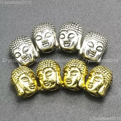 Solid Metal Buddha Shakyamuni Head Bracelet Connector Charm Beads Silver Gold • $12.13