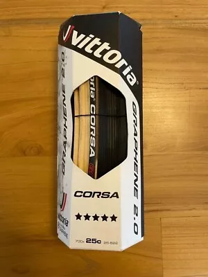 Vittoria Corsa Control G 2.0 Graphene Clincher 700 X 25 Black / Tan / Para • $50