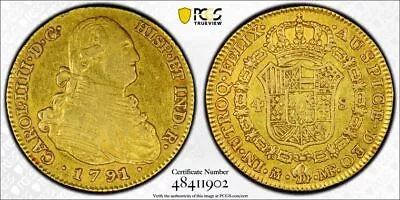 1791 M MF PCGS XF40- SPAIN - 4 Escudo Coin #46290A • $1494.95