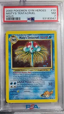 $25 • Buy 2000 Pokemon Gym Heroes Misty's Tentacruel HOLO 10/132 PSA GRADED MINT 7!