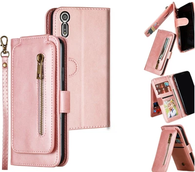 $11.50 • Buy Sony Xperia Xz Leather Wallet Case 9 Card Vertical Flip & Zip