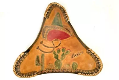 Hand Tooled Leather Saddle Seat Stool Cover Made In Mexico Cacti Sombrero • $61.74