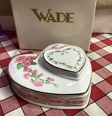 WADE Heart Shaped Trinket Dish With Lid & Box. Ideal Gift. • £5