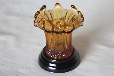 Art Deco Amber Glass 3 Piece 'Lily' Posy Vase By Sowerby • £14.99