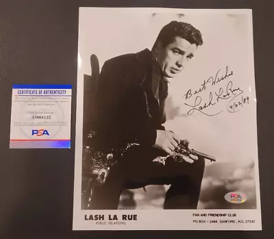 LASH LARUE Signed 8x10 Photo-HOLLYWOOD WESTERN LEGEND-PSA Authenticated • £89.07