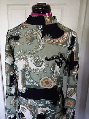 £25 • Buy Vintage Dress Size M UK 10-12 Brown Yellow Long Sleeve Retro 60s 70s A-line