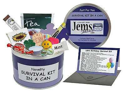 HAPPY 18th BIRTHDAY Survival Kit In A Can. Fun Novelty Gift & Card CUSTOM COLOUR • £12.75