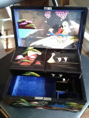 Vtg Oriental Laquer Musical Jewelry Box  • $25.46