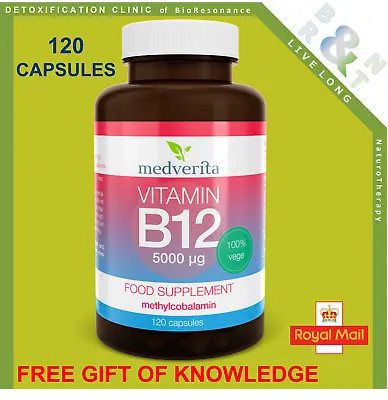 Medverita - Vitamin B12 Methylcobalamin 5000µg + Prebiotic Inulin - 120 Capsules • £15.57