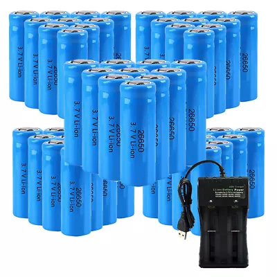 26650 Battery 3.7V Rechargeable Cell Batteries For Flashlight Torch Lot • £40.67