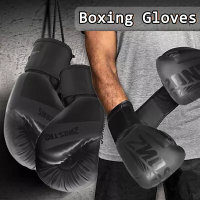 Boxing Gloves Black Unisex MMA Gym Training Kickboxing AU • $34.68