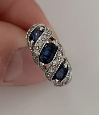 £11.35 • Buy 9ct White Gold Sapphire & White Spinel Ring, 9k 375