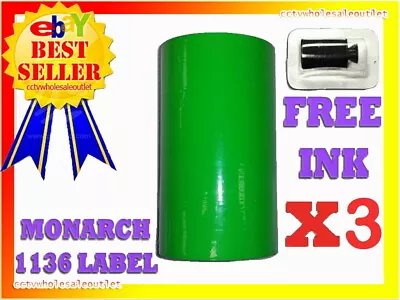 3 Sleeves Green Label For Monarch 1136 Pricing Gun 3 Sleeves=24rolls • $59.10