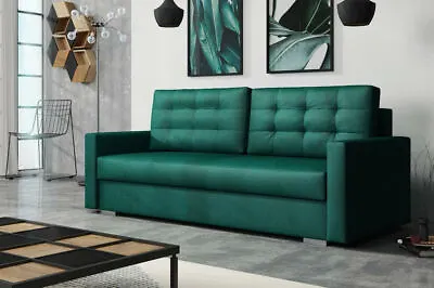 Fabric Sofa Bed Grey Brown Dark-Grey Beige Green 3 Seater Stella • £459