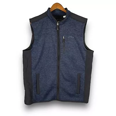 Orvis Men’s XL Full Zip Fleece Sweater Vest Polyester Navy Blue • $25.99
