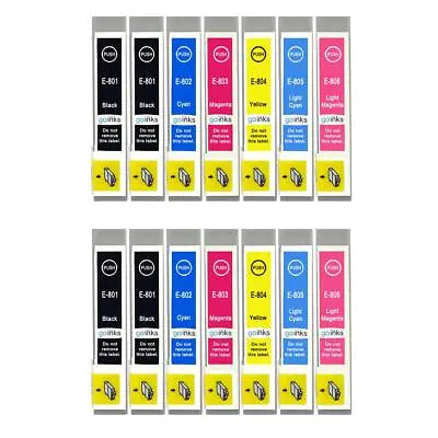 £27.30 • Buy 14 Ink Cartridges (Set+Bk) For Epson Stylus Photo PX650, PX730WD, R265, RX585