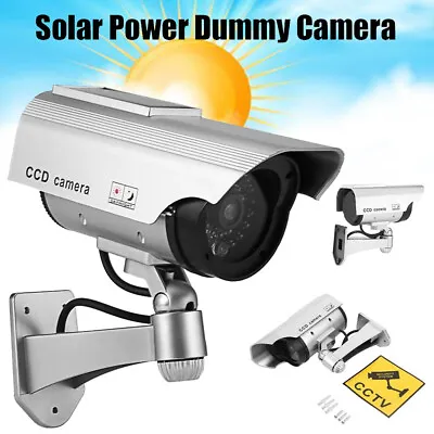 Solar Powered Fake Dummy Camera Video CCTV Home Outdoor Security Surveillance UK • £7.49