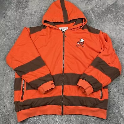 Cleveland Browns Jacket Mens 3XL Mitchell & Ness Throwback Retro Brownie Hoodie • $49.99