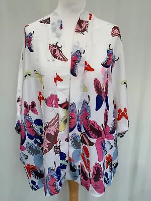 Open Blouse Yumi Size M/L BNWT Butterfly Print Polyester Womens • £8.79