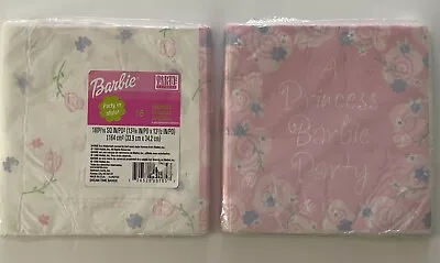 Vtg Barbie Napkins Princess Party  Luncheon Pink Birthday 1 Sealed 16ct 1999 Y2K • $9.85