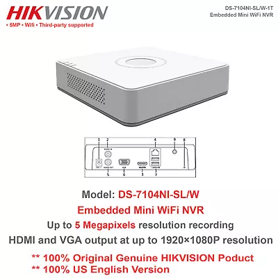 Original HIKvision-USA DS-7104NI-SL/W 4CH 5MP 1080P Mini WiFi NVR W/o HDD • $89