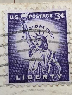 USA Postal Stamp - Statue Of Liberty 3 Cent Purple - Cancelled Mounted • $0.99