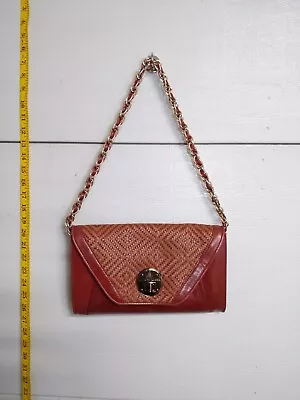 Elliott Lucca Shoulder Purse Clutch Woven Design Red Leather • $23.12