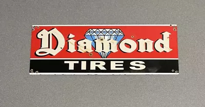 Vintage Diamond Tires 17” Porcelain Sign Car Gas Oil Truck Gasoline • $89.99