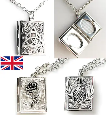 Book Photo Locket Pendant Necklace  Celtic Scottish English • £8.95