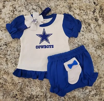 Cowboys Infant/baby Girl Outfit Cowboys Baby Gift Girl Dallas Football Baby Gift • $26.75