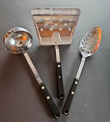 Vintage Ecko USA Stainless 3 Piece Utensil Set Flipper Ladle Slotted Spoon • $49.99