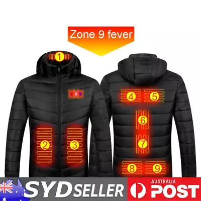 Electric Hooded Jacket Hooded Heated Jacket Coat 9 Areas Waterproof Mens Clothes • $45.49