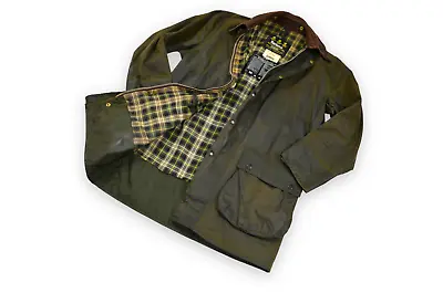 $110 • Buy Men’s Barbour Border A200 Wax Jacket Vintage Green England Hunting C40/102cm