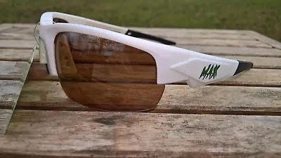 Maxx Sunglasses Dynasty HDP Polarized White Black Fishing Brown Amber Lens • $20.50