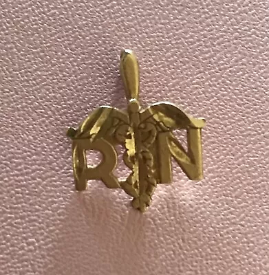 14k Gold Registered Nurse Charm Pendant Medical Caduceus RN • $68.50