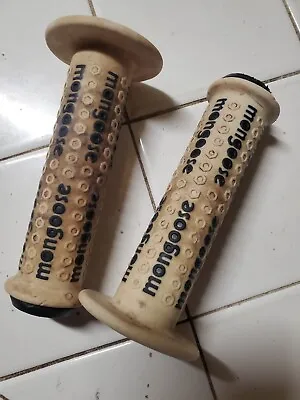 Old School MONGOOSE Grips BMX MX BX Original 70s Vgc Wht. Blue W/ End Caps  • $169.99