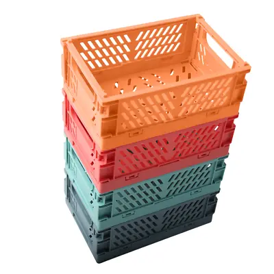 £4.99 • Buy 4/16x Plastic Grid Storage Basket Home Office Desk Neat Storage Bin Foldable Box