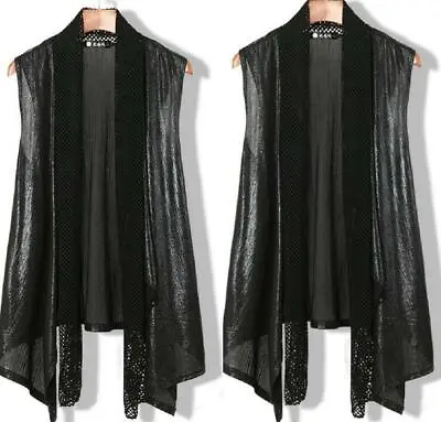 Mens Gothic Loose Cotton Cloak Sleeveless Punk Cardigan Cape Long Coats Jacket • $52.75