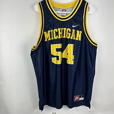 Vintage Team Nike Michigan Wolverines Basketball Jersey Mens Large Made USA Blue • $24.99