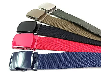 £4.99 • Buy Ladies Womens Mens High Quality Cotton Canvas Belt Strong Fits Upto Size 22 52  