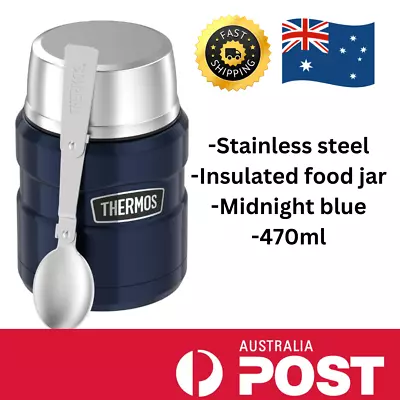 Thermos Stainless King Vacuum Insulated Food Jar 470Ml Midnight Blue SK3000MB • $32.95