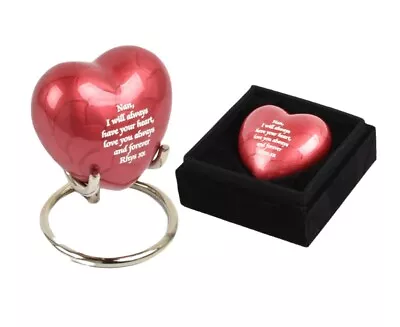 Red Heart Small Keepsake Cremation Ashes Urn Token Option To Personalize Engrave • £24.99