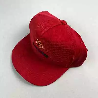 Vintage Sun Valley Hat Cap Snapback Red Corduroy Ski Resort Snowboard Outdoor • $39.99