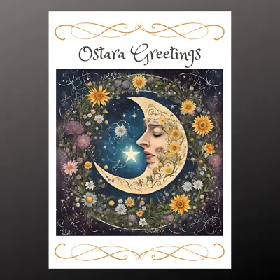 Ostara Greetings Card  Personalise Seeded Celestial Moon Pagan Wiccan Easter • £2.99