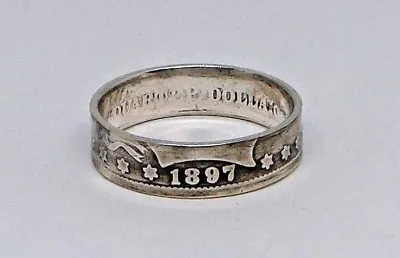 COIN RING HANDMADE FROM 1800s SILVER BARBER US QUARTER COIN  Sizes 3-8 • $39.99