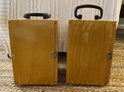 2 Vintage Wood Microscope Case Boxes With Black Handles- For Display Decor • $50